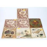 A collection of Victorian pottery wall tiles, each approx 15x15cm