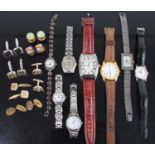 Assorted costume jewellery to include various cufflinks, dress buttons, and lady's and gent's