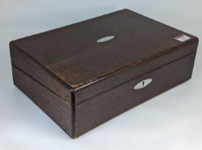 A Victorian mahogany writing slope, having a velvet lined fitted interior, width 36cm