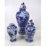 A Chinese blue & white porcelain vase, of inverse baluster form, decorated with a battle scene, four