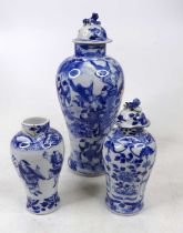 A Chinese blue & white porcelain vase, of inverse baluster form, decorated with a battle scene, four