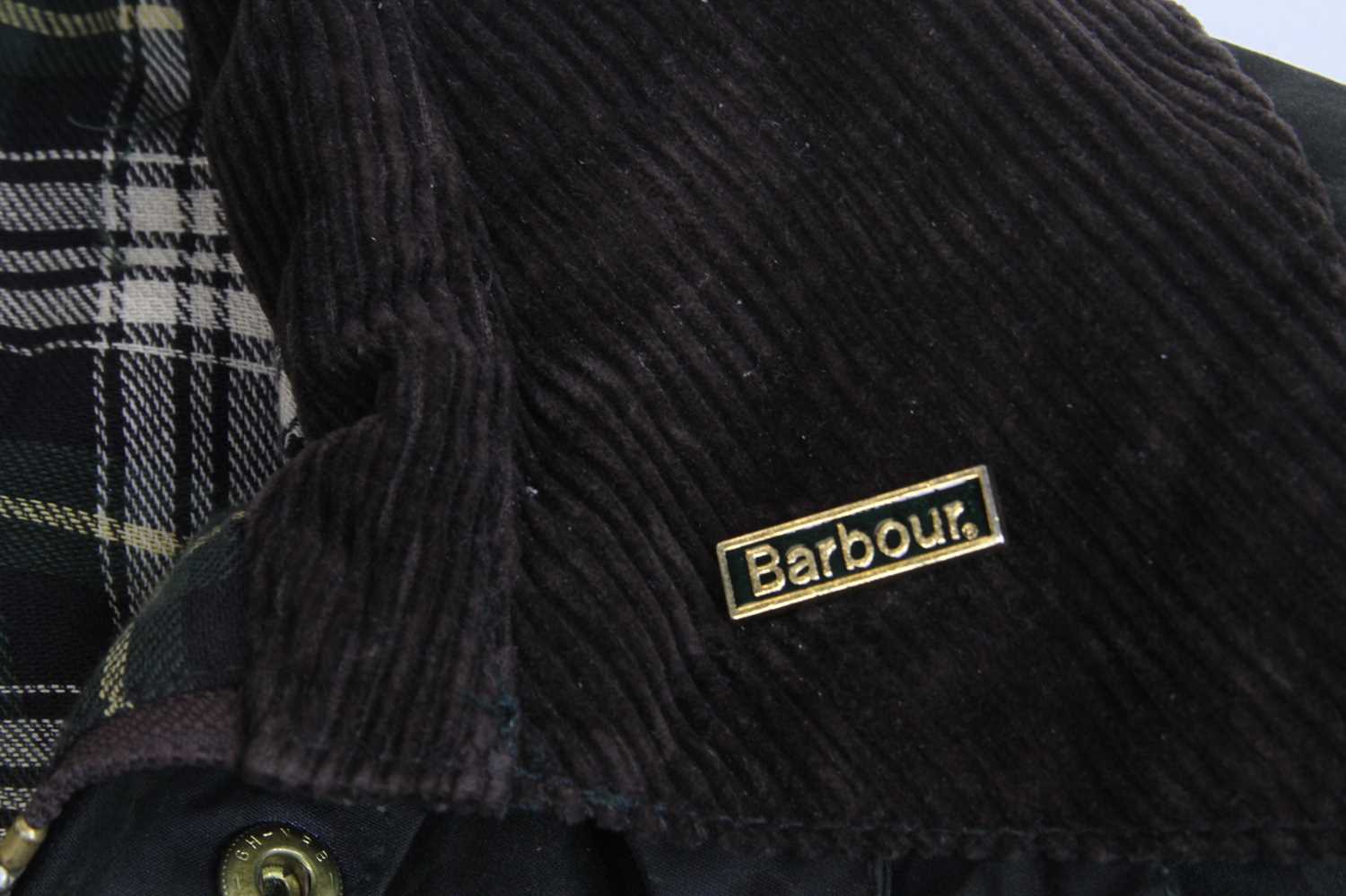 A Barbour Burghley waxed canvas trench coat, having corduroy collar, zip and button fastening, - Image 3 of 3