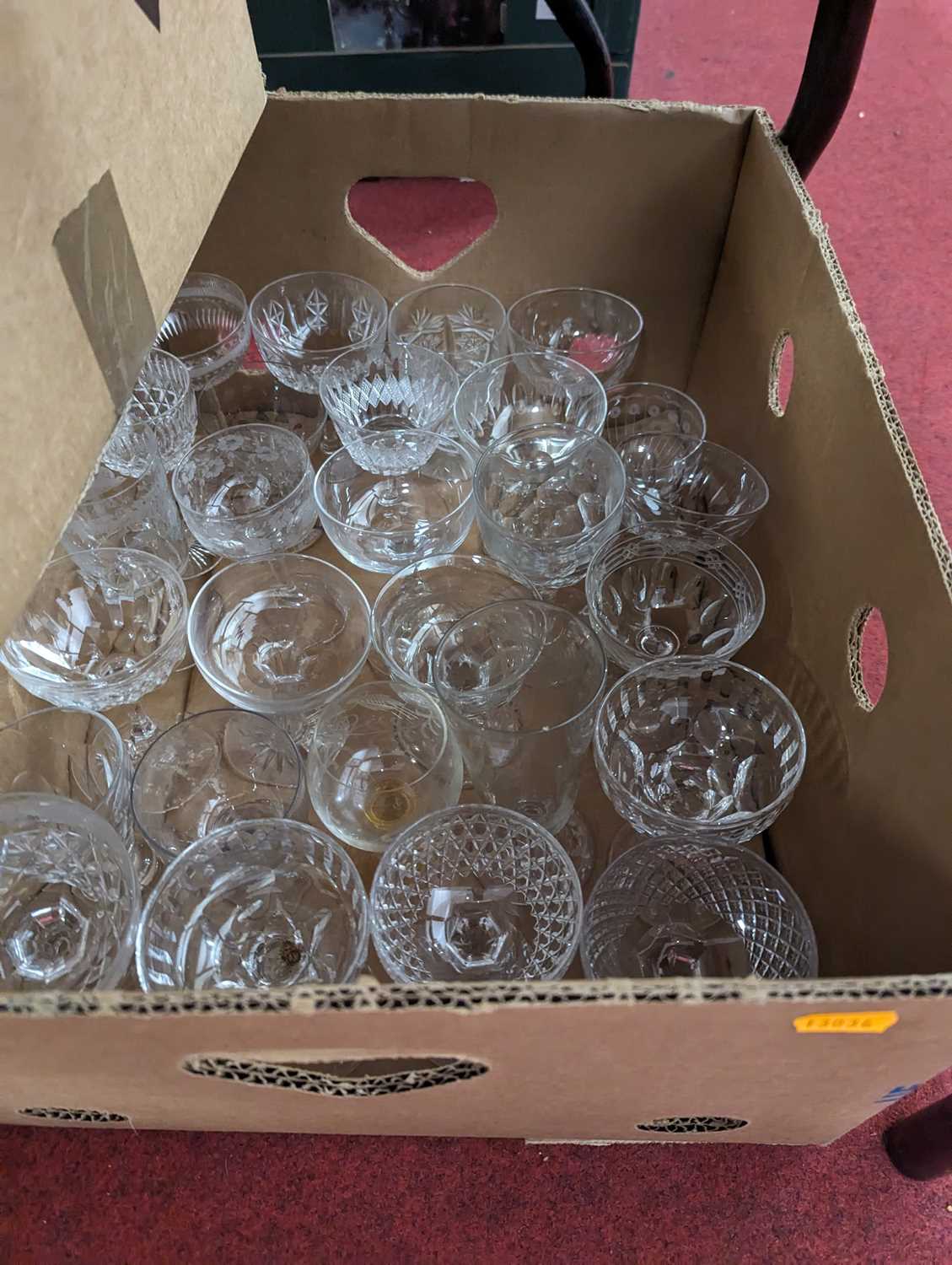 Three boxes of 19th century and later drinking glasses, to include toastmaster's glasses, cut - Image 2 of 5
