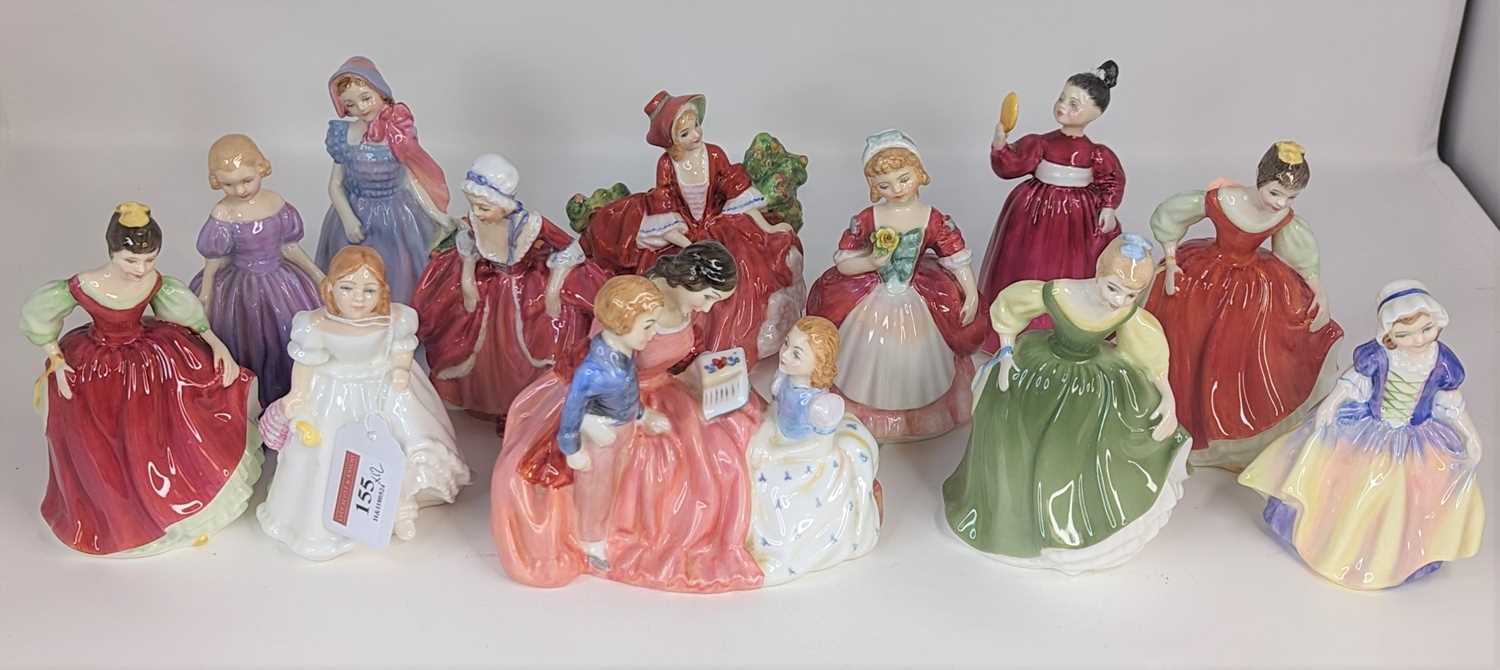 A collectin of 12 Royal Doulton figures of young ladies, to include Lindsay, Valerie, and Wendy,