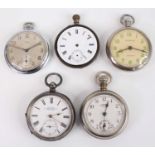 A continental gent's silver cased open faced pocket watch; together with another lacking glass and