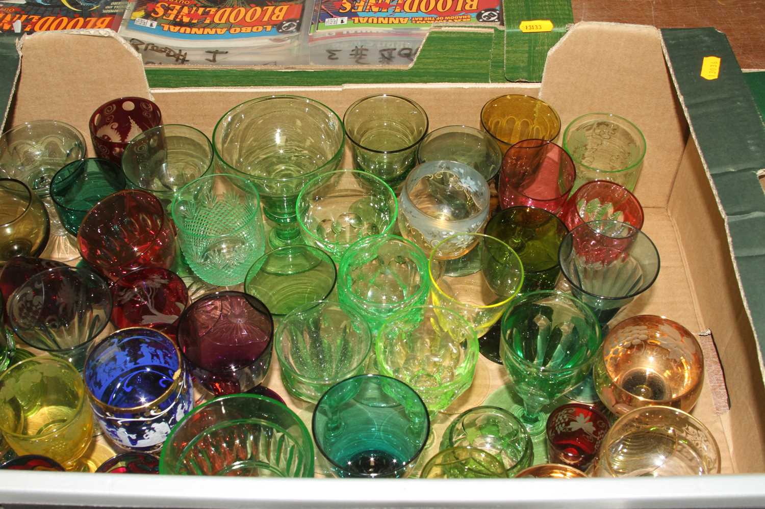 A collection of 19th century and later coloured glassware to include wine hocks, trumpet shaped wine - Image 2 of 3