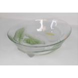 A French Art Nouveau glass bowl decorated with lilies, width 26cm