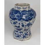 An 18th century Delft blue & white vase, height 23cm Has been glued back together