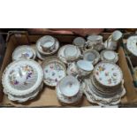 A collection of Dresden floral decorated tea wares 1 tea saucer cracked13 coffee saucers