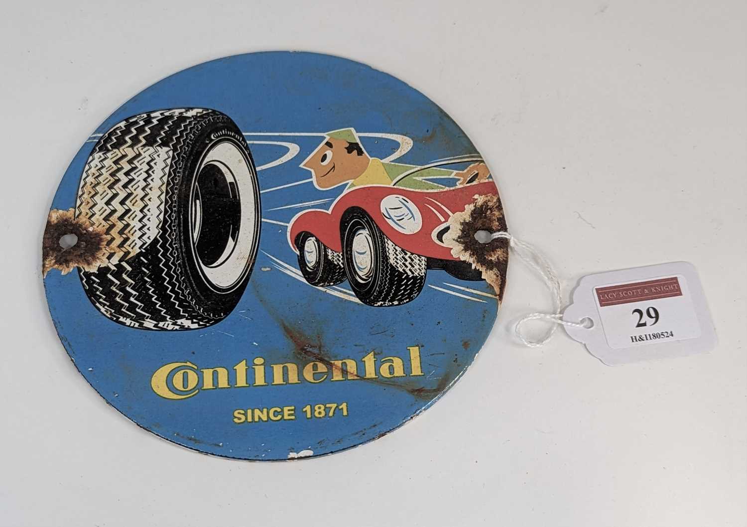 A circular enamel advertising sign for Continental Tyres, dia.15cm - Image 2 of 5