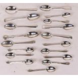 Six silver teaspoons, various dates and makers, 4.7ozt, together with various silver plated tea