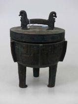 A Chinese bronzed metal censer, height 28cm