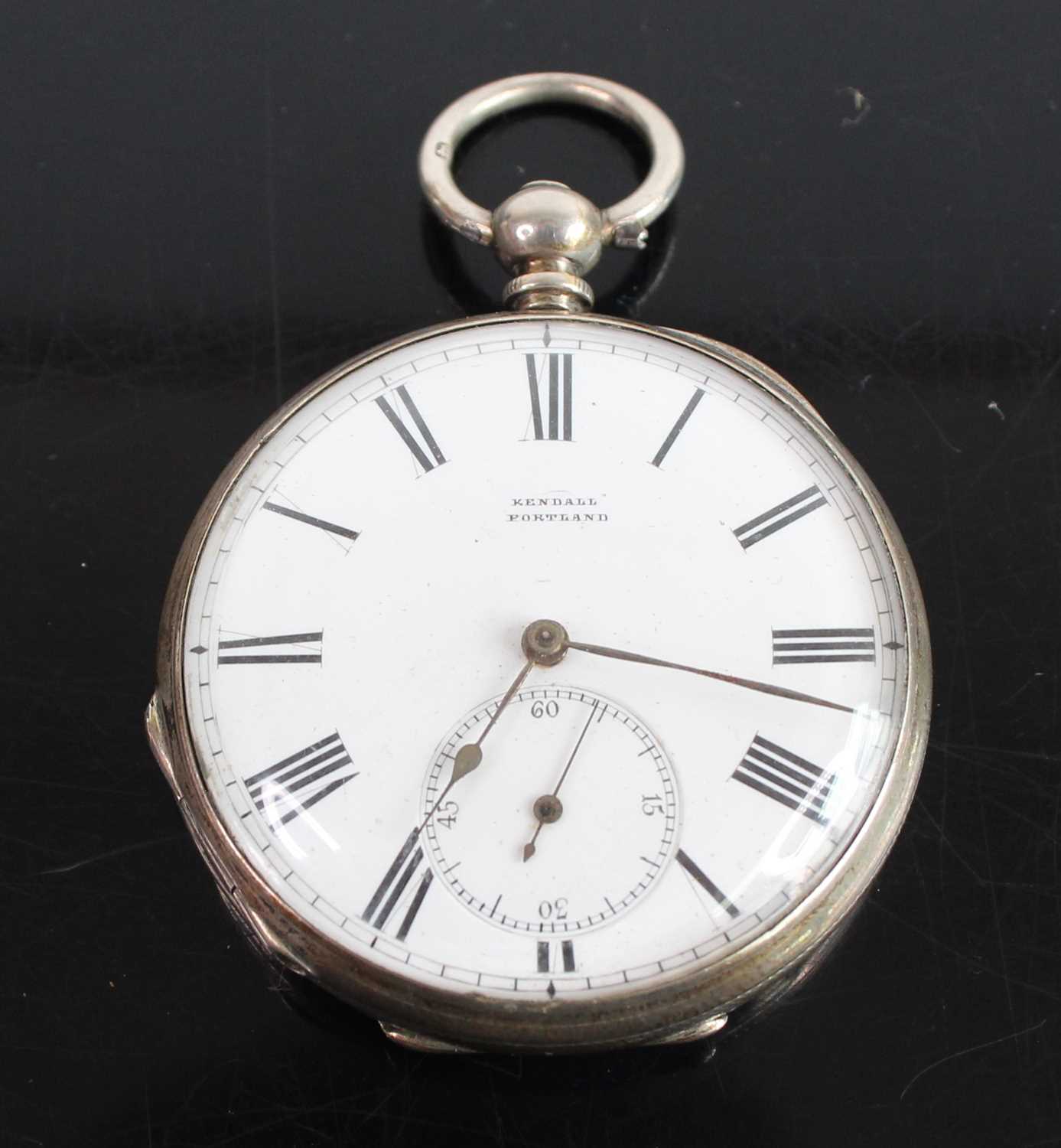 A North American silver cased gent's open faced pocket watch by Kendall of Portland, having