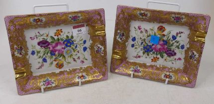 A pair of gilt floral decorated porcelain dishes, width 20cm Appear in good condition, free from