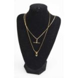 A modern 9ct gold flat curb link neck chain, with Albert, length 48cm, together with one other 9ct