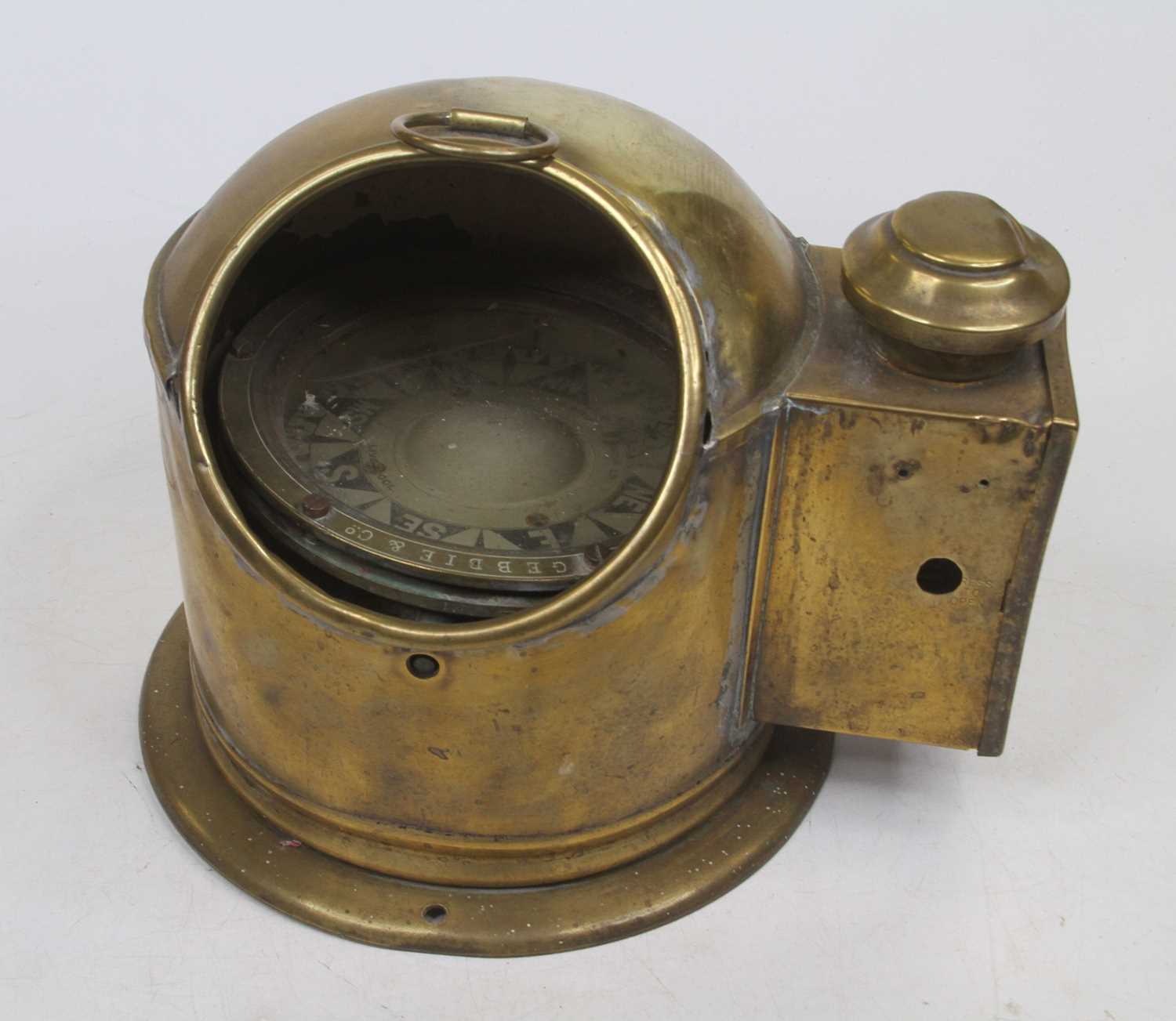 An early 20th century Gebbie & Co. gimbal mounted ship's compass, height 21cm