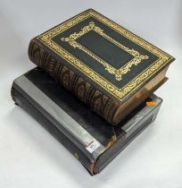 A Victorian gilt tooled leather bound family bible, together with another