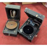 An early 20th century Decca The Salon Junior portable gramophone, w.28cm; together with another (a/