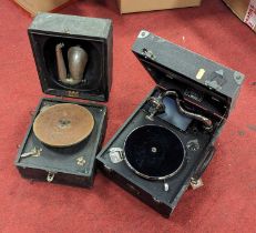 An early 20th century Decca The Salon Junior portable gramophone, w.28cm; together with another (a/