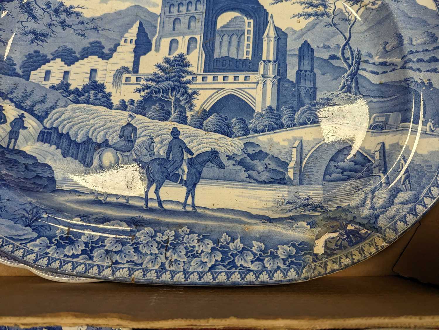 A collection of blue and white transfer decorated meat plates - Image 2 of 2