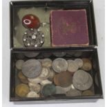 A collection of mixed coinage and costume jewellery, to include a 1951 Festival of Britain crown,