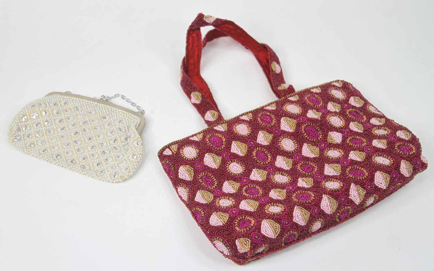 A lady's fashion beadwork handbag, together with a similar beadwork purse