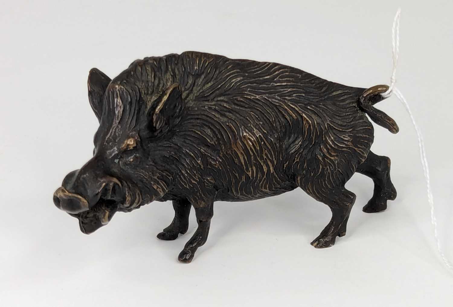 A bronze figure naturalistically cast as a boar, in standing snarling pose, h.6cm - Image 2 of 4