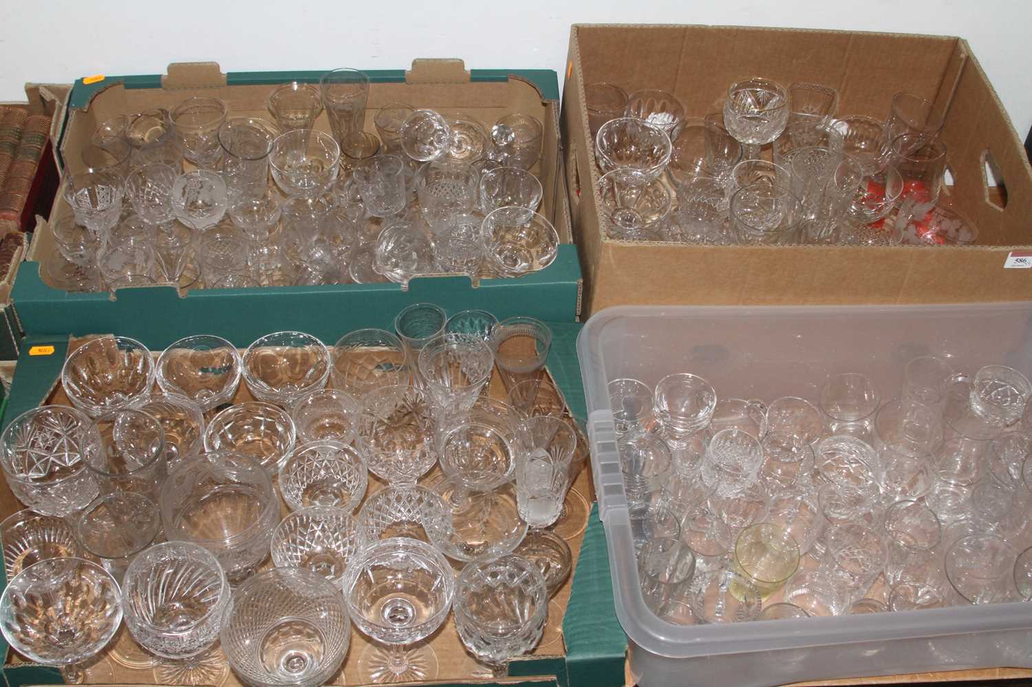 A collection of 19th century and later drinking glasses to include cut glass champagne coupes, and