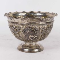A Victorian pierced silver bowl, repousse decorated with flowers, London 1899, 13.6ozt