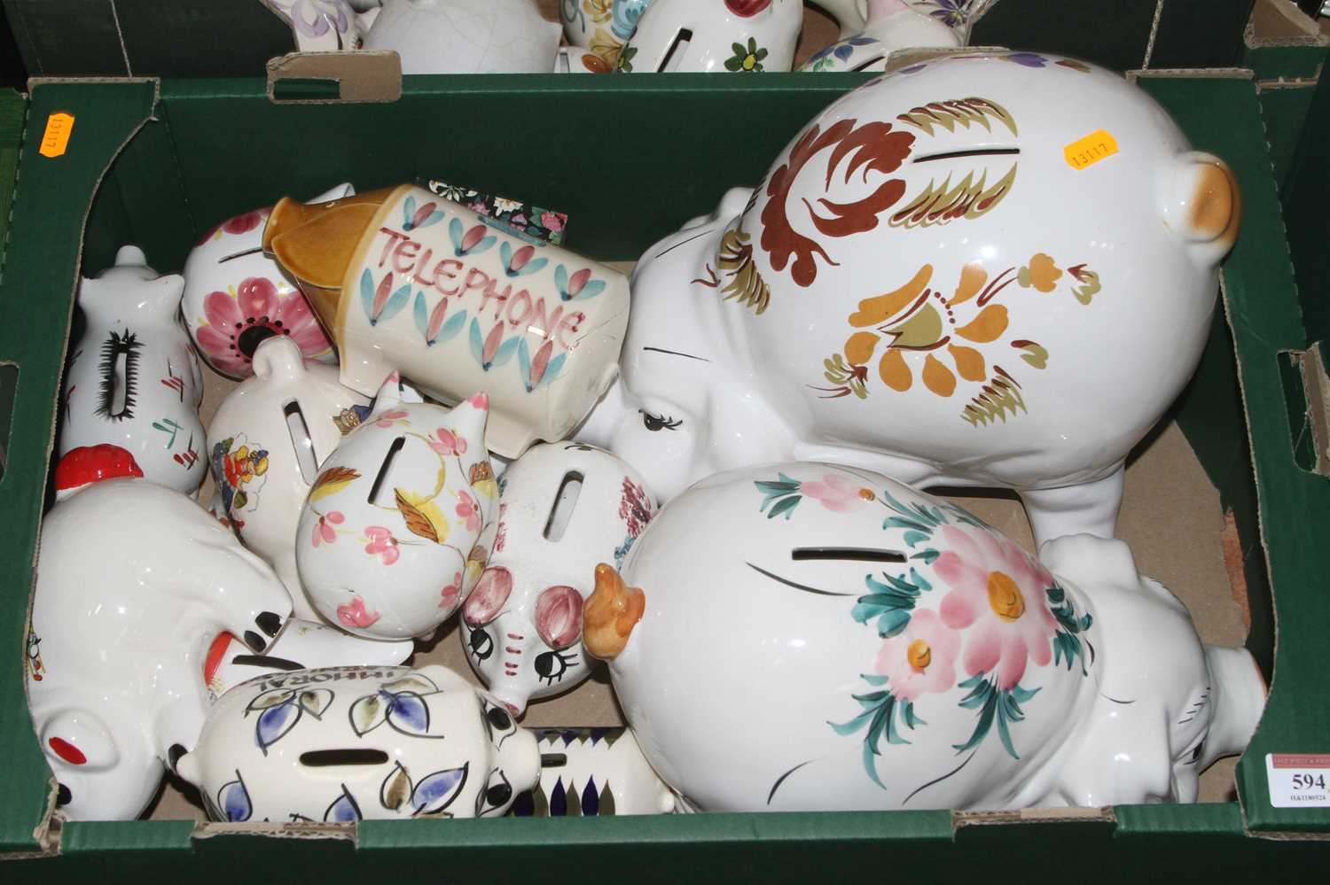 A collection of floral decorated pottery piggy banks (two boxes) - Image 2 of 3