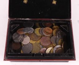 A collection of mixed gaming, milk, industry and other tokens