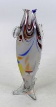 A Murano coloured glass vase in the form of a fish, height 32cm