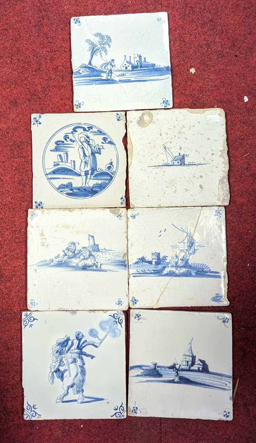 A collection of 18th century Delft blue & white wall tiles