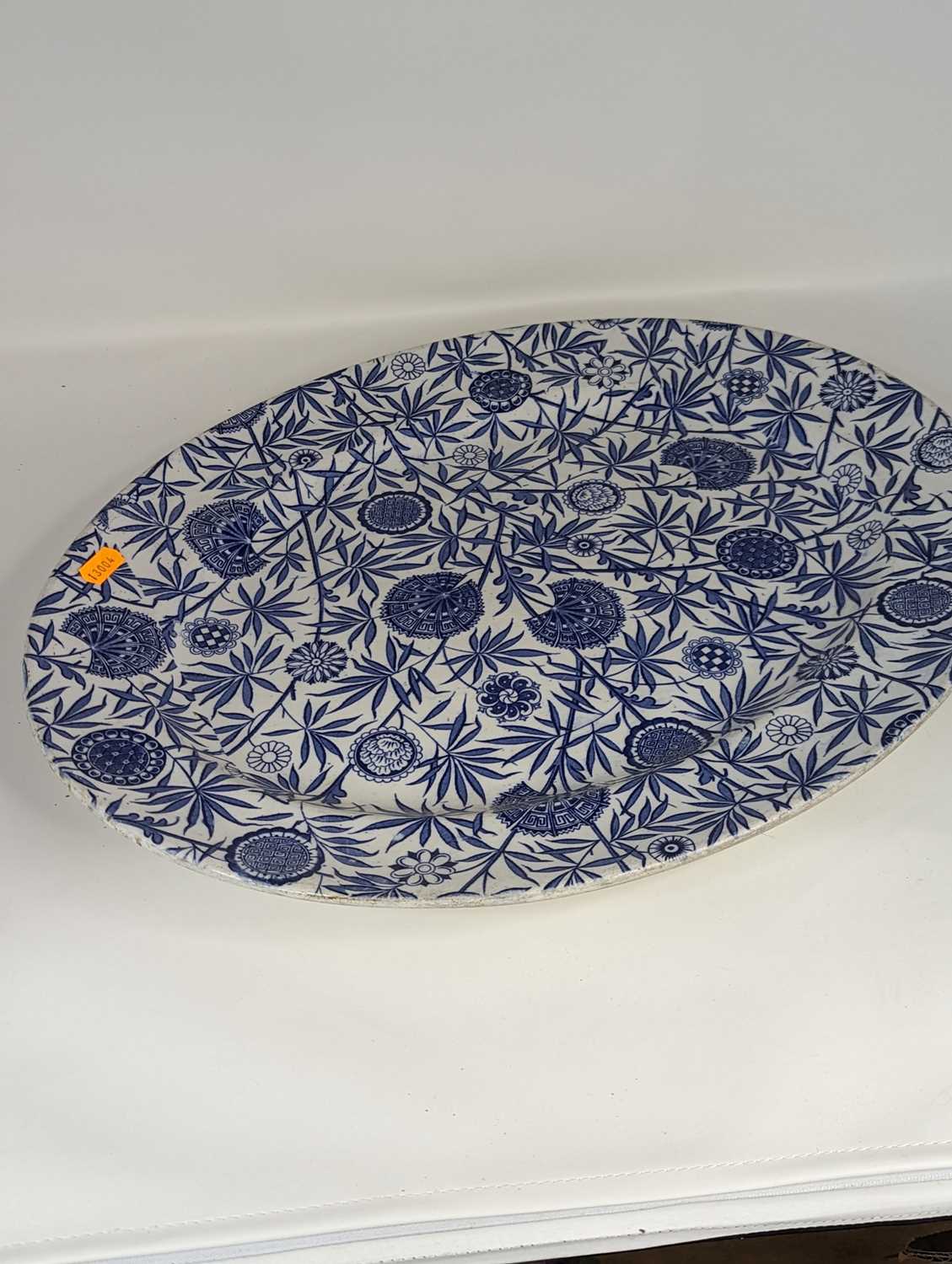 A Bursley ware Amstel pattern pottery bowl, dia. 30cm, together with a Victorian blue & white - Image 2 of 3