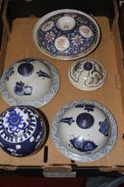 A collection of Chinese ceramics to include a famille rose porcelain dish and cover, enamel