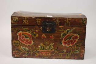 A Chinese painted wooden trunk, w.44cm