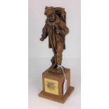 A carved wood figure of a man, titled Captain E. Champion PC&A - FSD 1965-1968, h.28cm Broken and