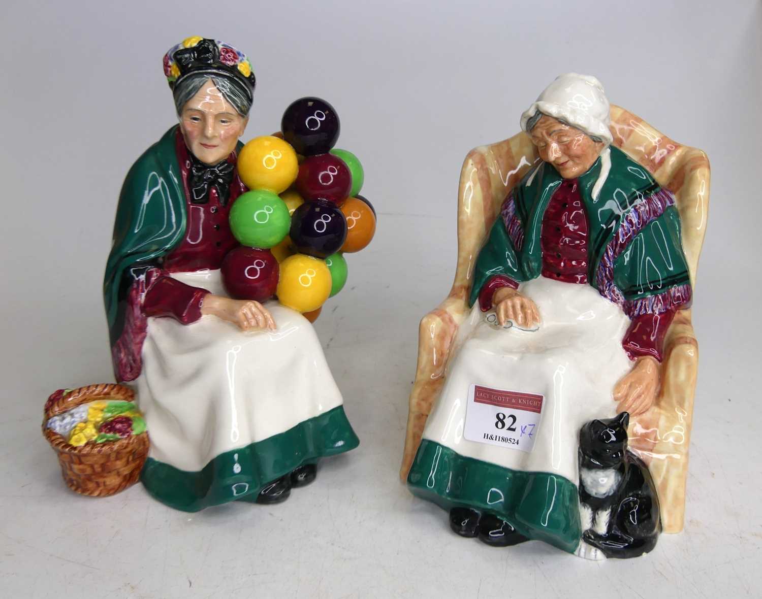 A Royal Doulton figure 'Forty Winks' HN1974, height 16cm, together with another 'The Old Balloon