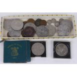 A collection of mixed coinage, to include crowns and a George III cartwheel penny