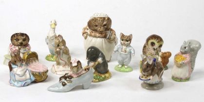 A collection of Royal Albert Beatrix Potter figures to include Old Mr Brown, Tom Kitten, Mrs