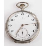 A gent's Omega 800 silver cased open faced pocket watch, having a signed Arabic dial with subsidiary