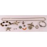 A collection of jewellery to include white metal ropetwist necklace stamped 930, length 76cm, gilt