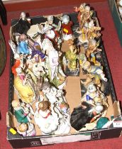 A collection of continental porcelain and resin figure groups and figures