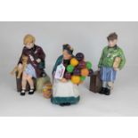 A Royal Doulton figure The Old Balloon Seller, together with The Boy Evacuee, and The Girl