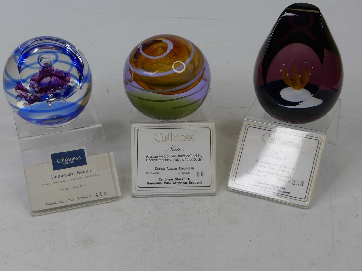 A Caithness limited edition oasis paperweight, No. 117/350, 10cm dia., together with three other - Bild 2 aus 2