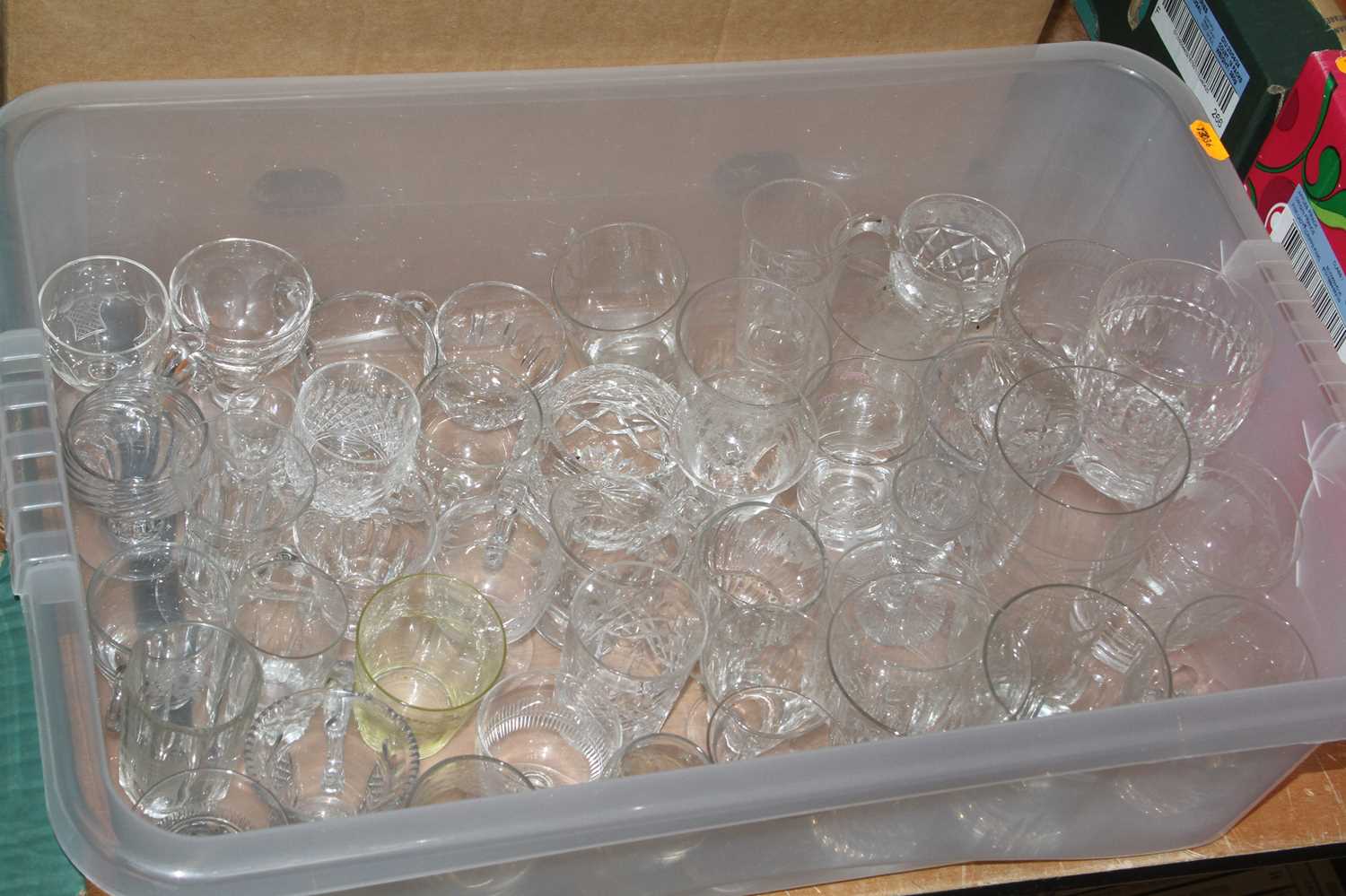 A collection of 19th century and later drinking glasses to include cut glass champagne coupes, and - Bild 4 aus 5