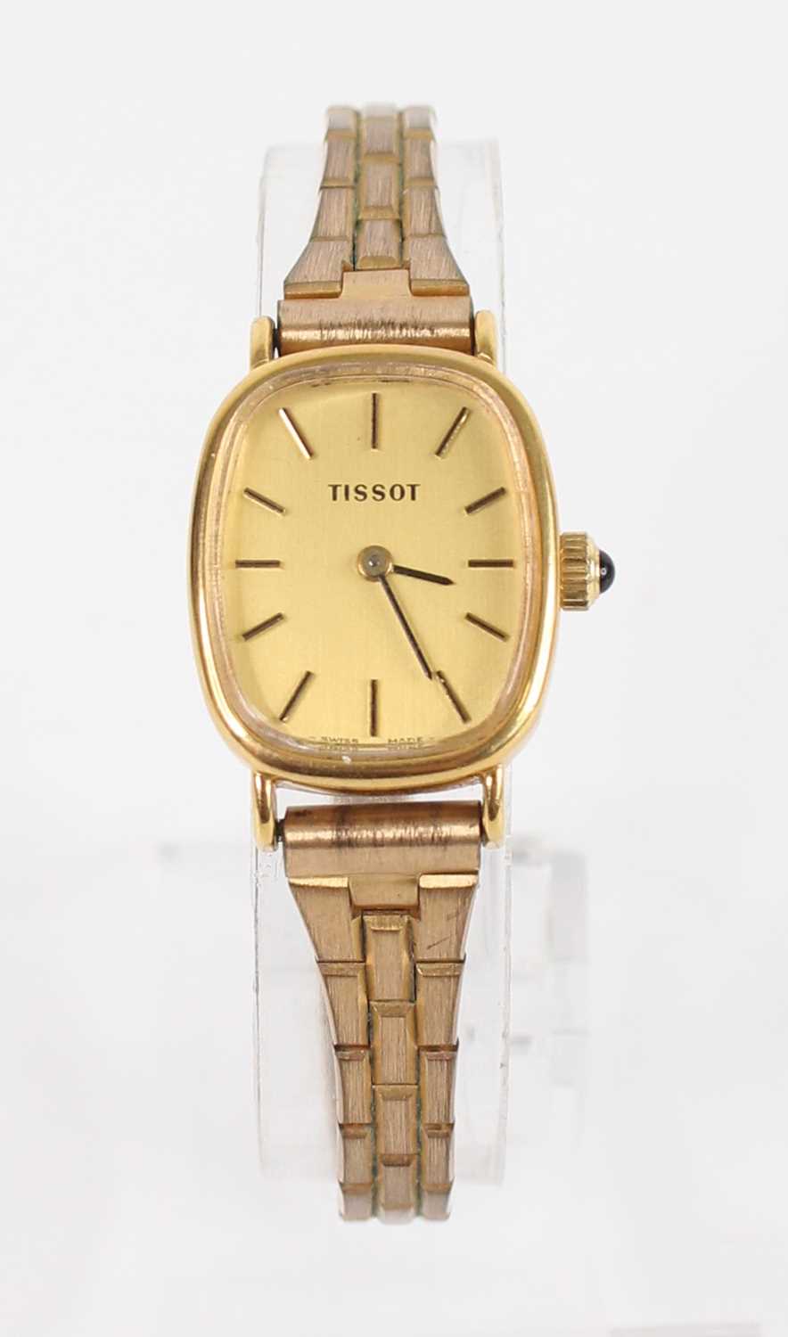 A lady's Tissot gilt metal cased manual wind bracelet watch, case dia.19mm