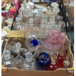 A collection of glass ware to include 19th century and later cut glass decanters and Island Studio