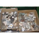 A collection of stone and mineral samples to include idocrase and silicate