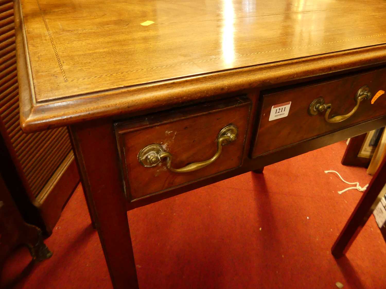 A 19th century mahogany three drawer side table, raised on chamfered square supports, w.78.5cm - Image 2 of 4